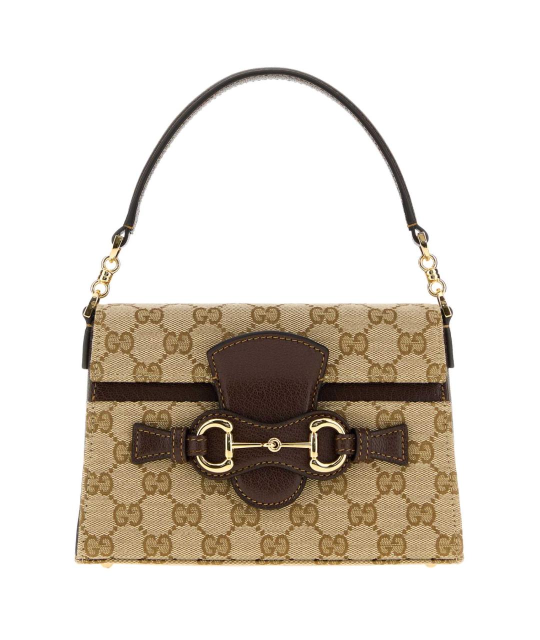 GUCCI Бежевая сумка с короткими ручками из канвы, фото 1