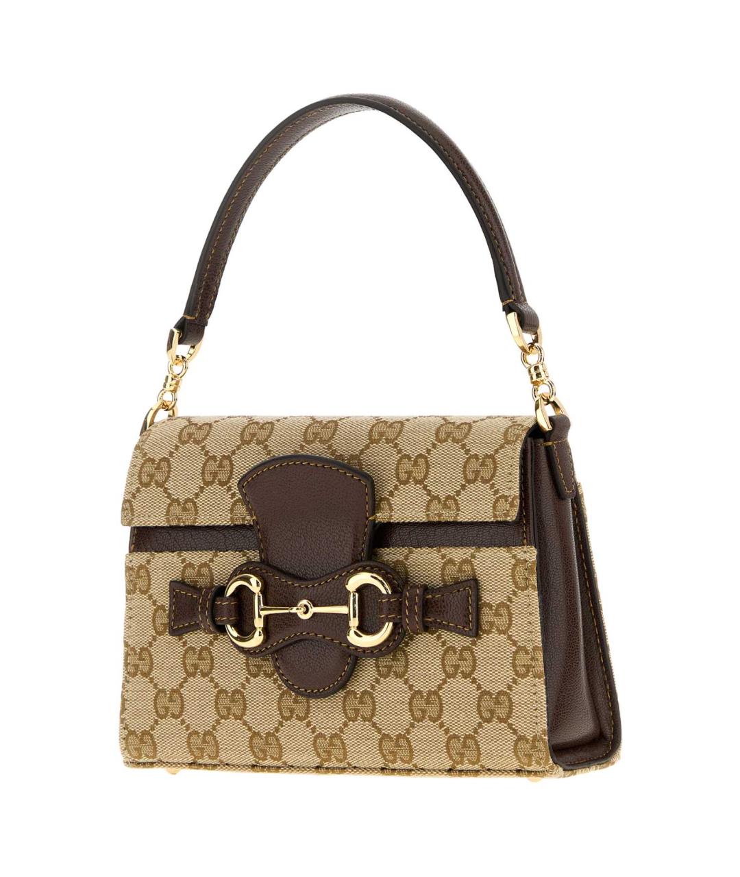 GUCCI Бежевая сумка с короткими ручками из канвы, фото 2