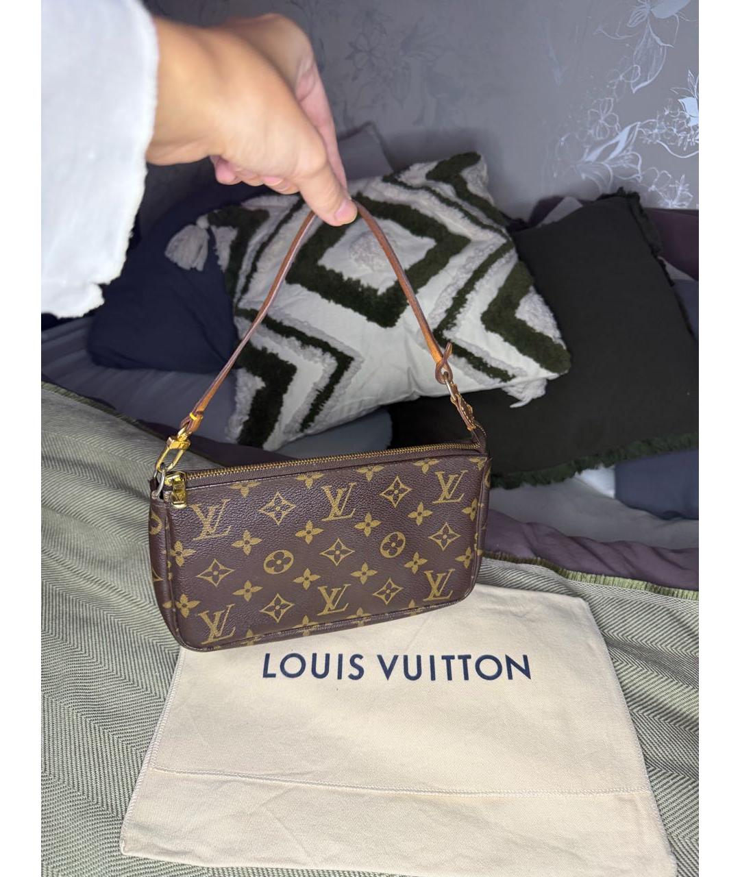 LOUIS VUITTON Коричневая сумка с короткими ручками из канвы, фото 2