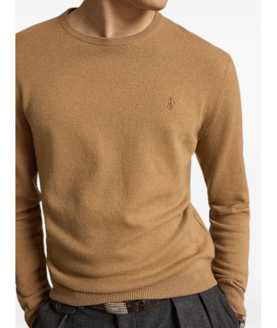 POLO RALPH LAUREN Бежевый шерстяной джемпер / свитер, фото 3