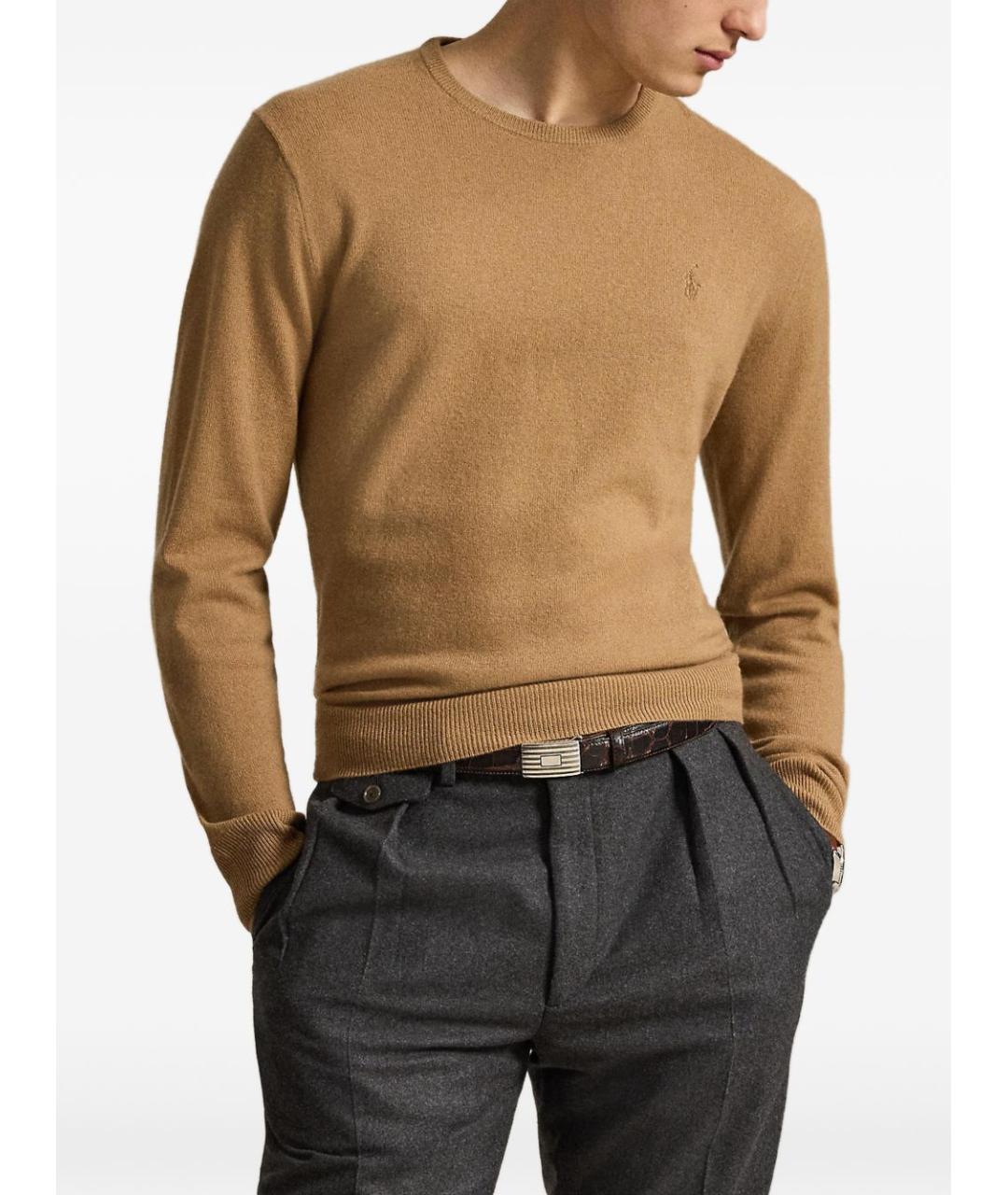 POLO RALPH LAUREN Бежевый шерстяной джемпер / свитер, фото 4