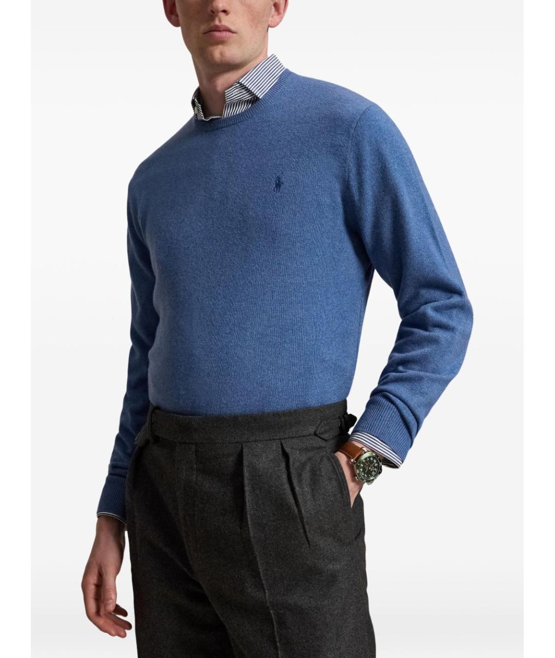 POLO RALPH LAUREN Голубой шерстяной джемпер / свитер, фото 4