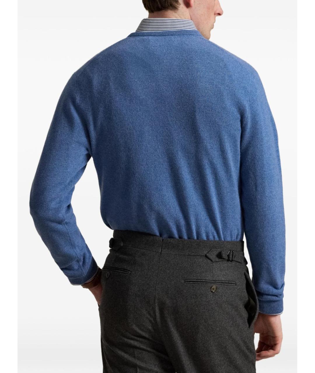 POLO RALPH LAUREN Голубой шерстяной джемпер / свитер, фото 2