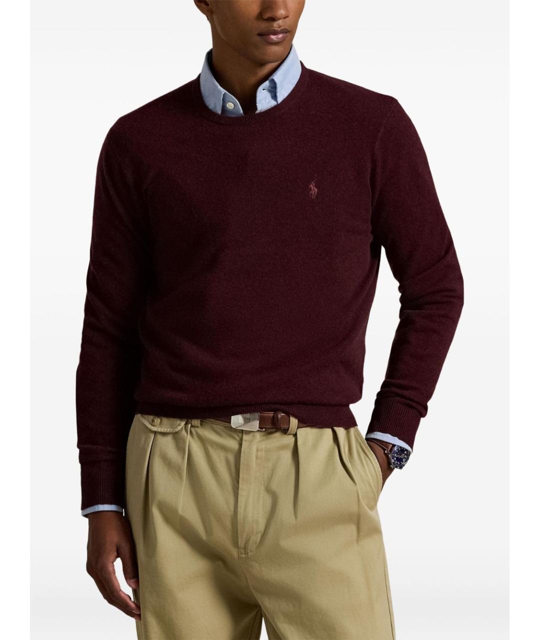 POLO RALPH LAUREN Бордовый шерстяной джемпер / свитер, фото 3
