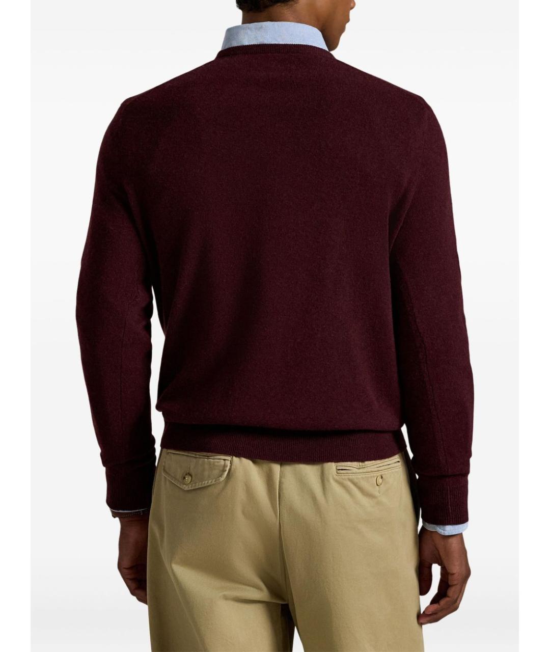 POLO RALPH LAUREN Бордовый шерстяной джемпер / свитер, фото 2