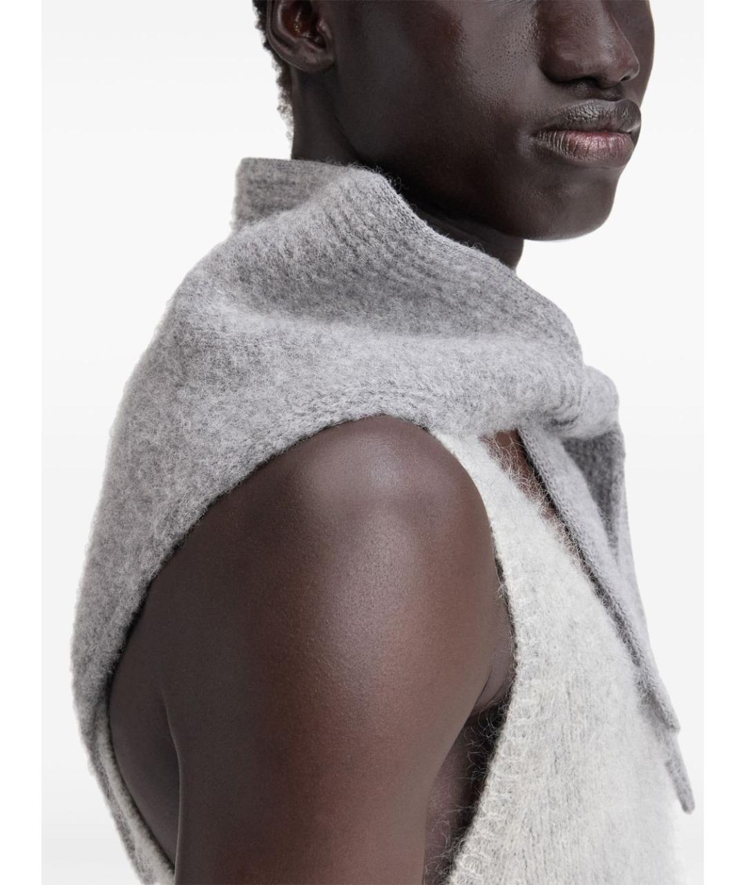 JACQUEMUS Серый шерстяной шарф, фото 3