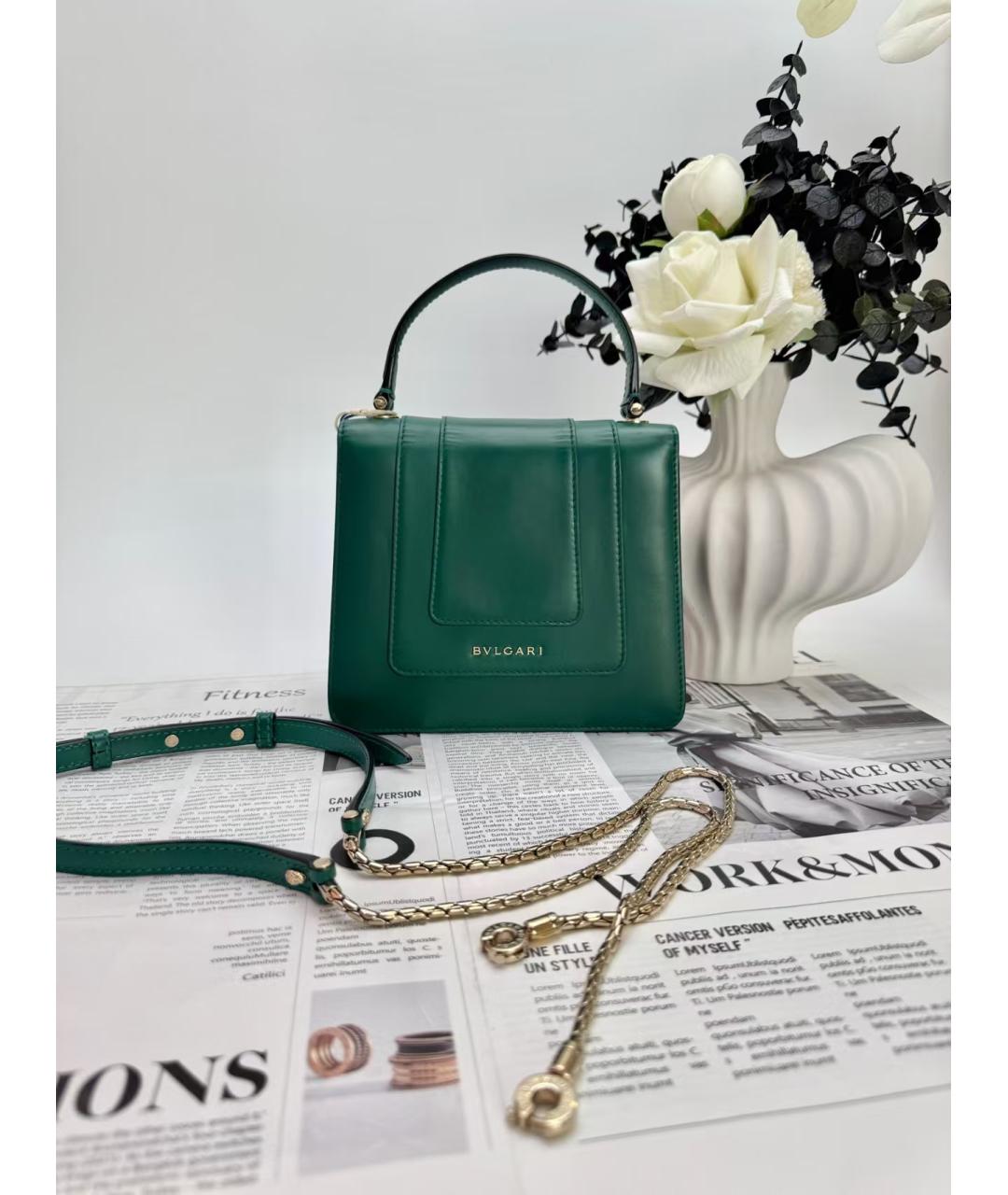 BVLGARI Зеленая кожаная сумка через плечо, фото 3