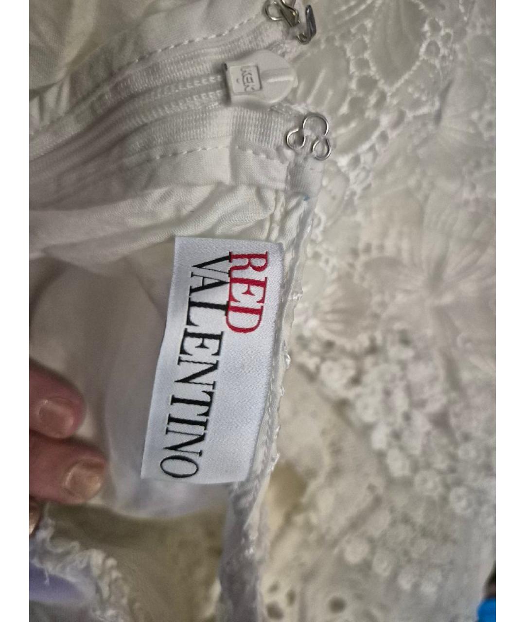 RED VALENTINO Белое кружевное платье, фото 3
