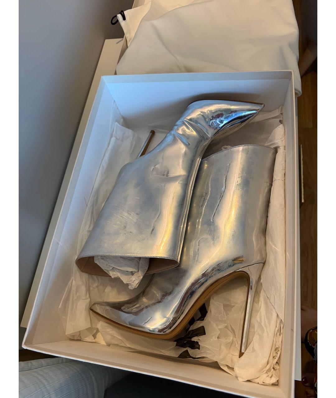 ALEXANDRE VAUTHIER Серебряные кожаные полусапоги, фото 8