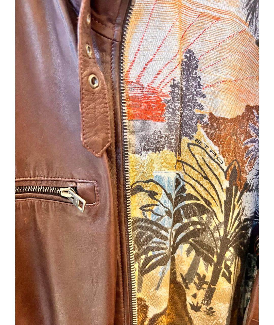 ETRO Коричневая кожаная куртка, фото 4