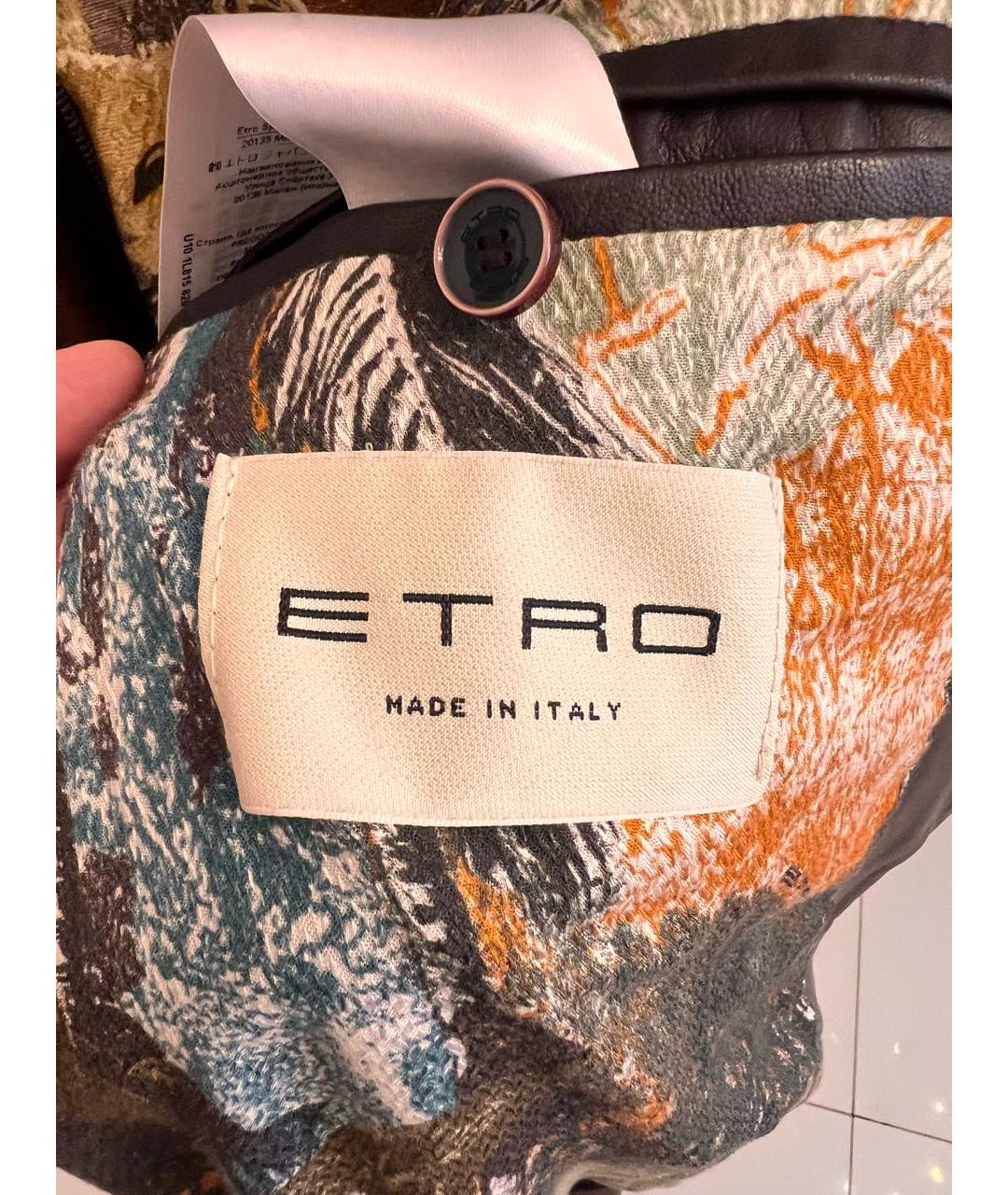 ETRO Коричневая кожаная куртка, фото 5
