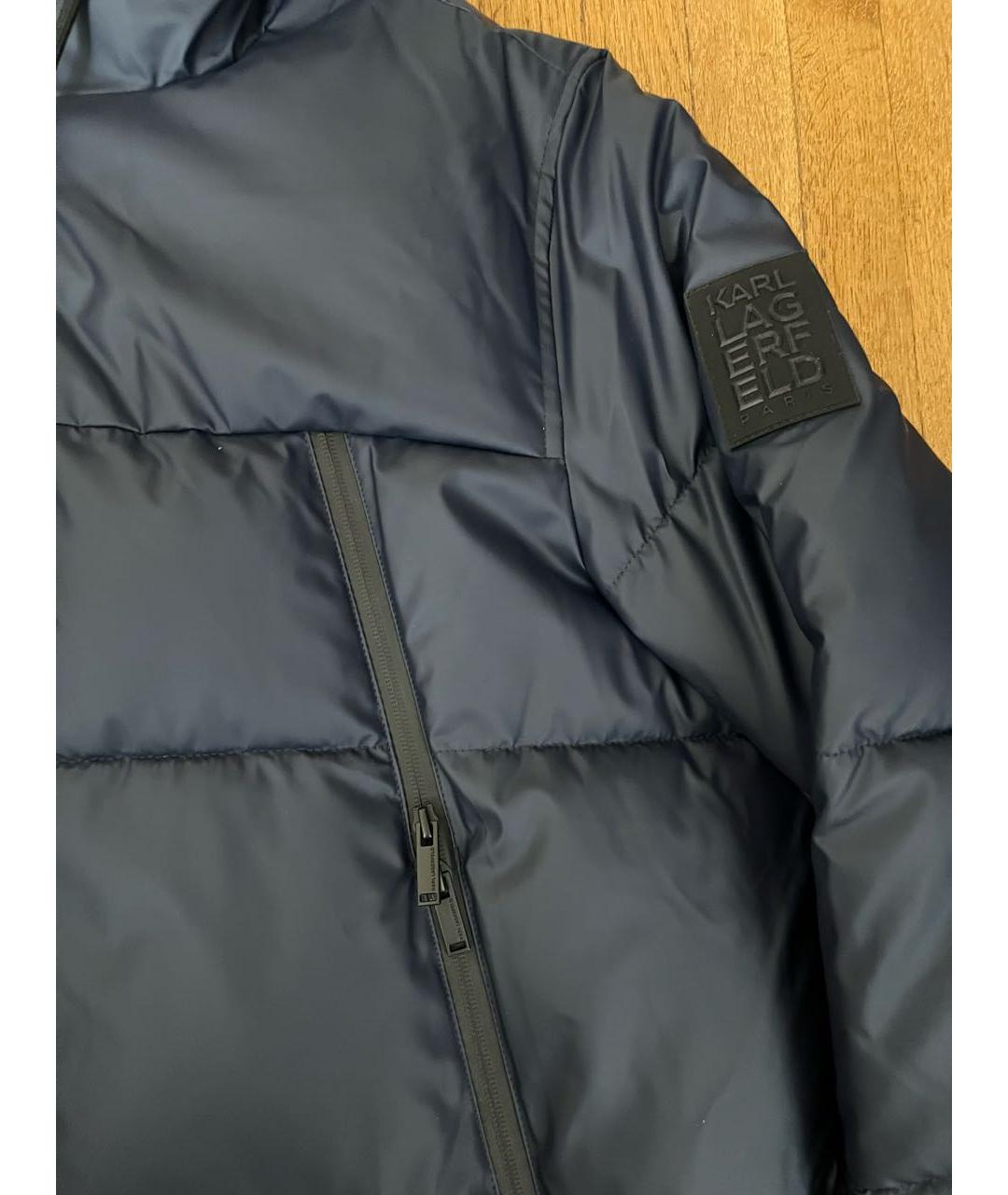 KARL LAGERFELD Темно-синий синтетический пуховик, фото 6