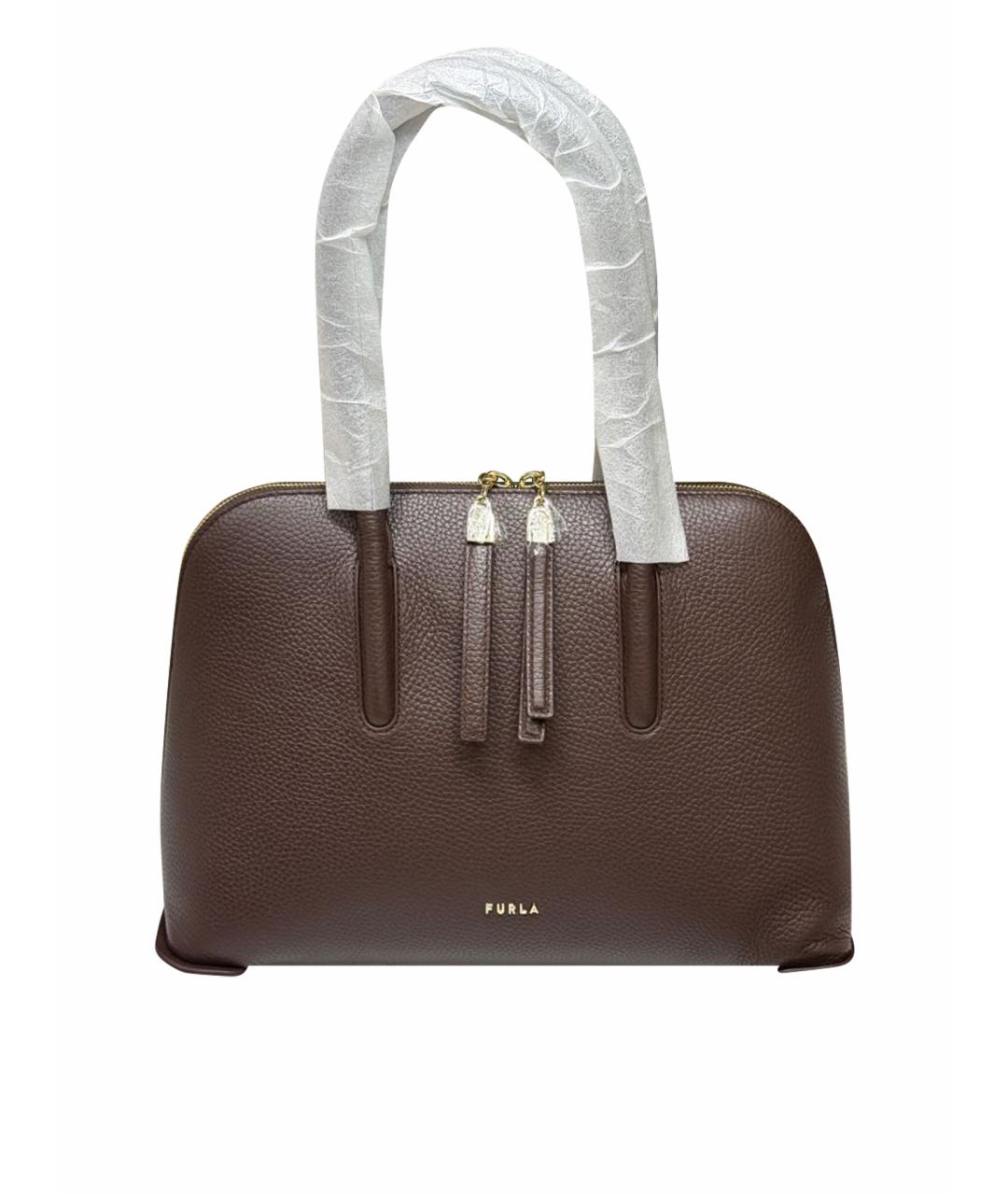 FURLA Коричневая кожаная сумка тоут, фото 1
