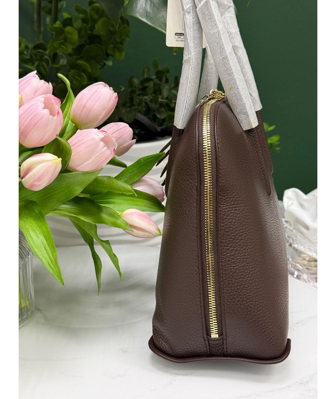 FURLA Коричневая кожаная сумка тоут, фото 2
