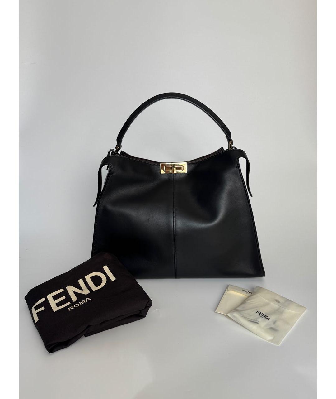 FENDI Черная кожаная сумка с короткими ручками, фото 7