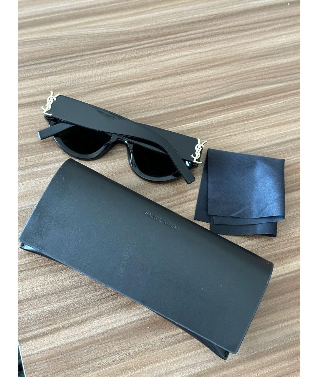 SAINT LAURENT Черные пластиковые солнцезащитные очки, фото 4