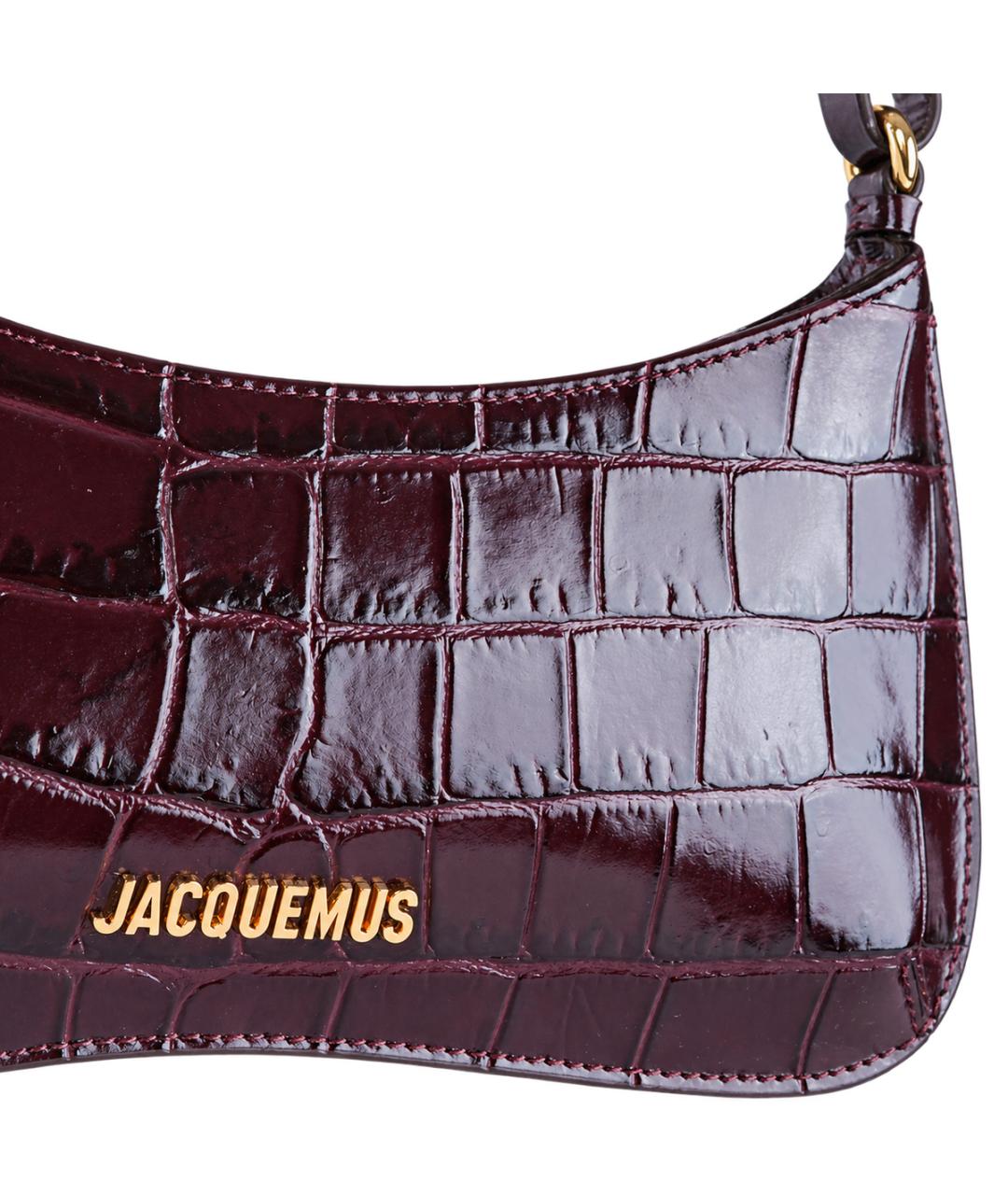 JACQUEMUS Бордовая кожаная сумка через плечо, фото 4
