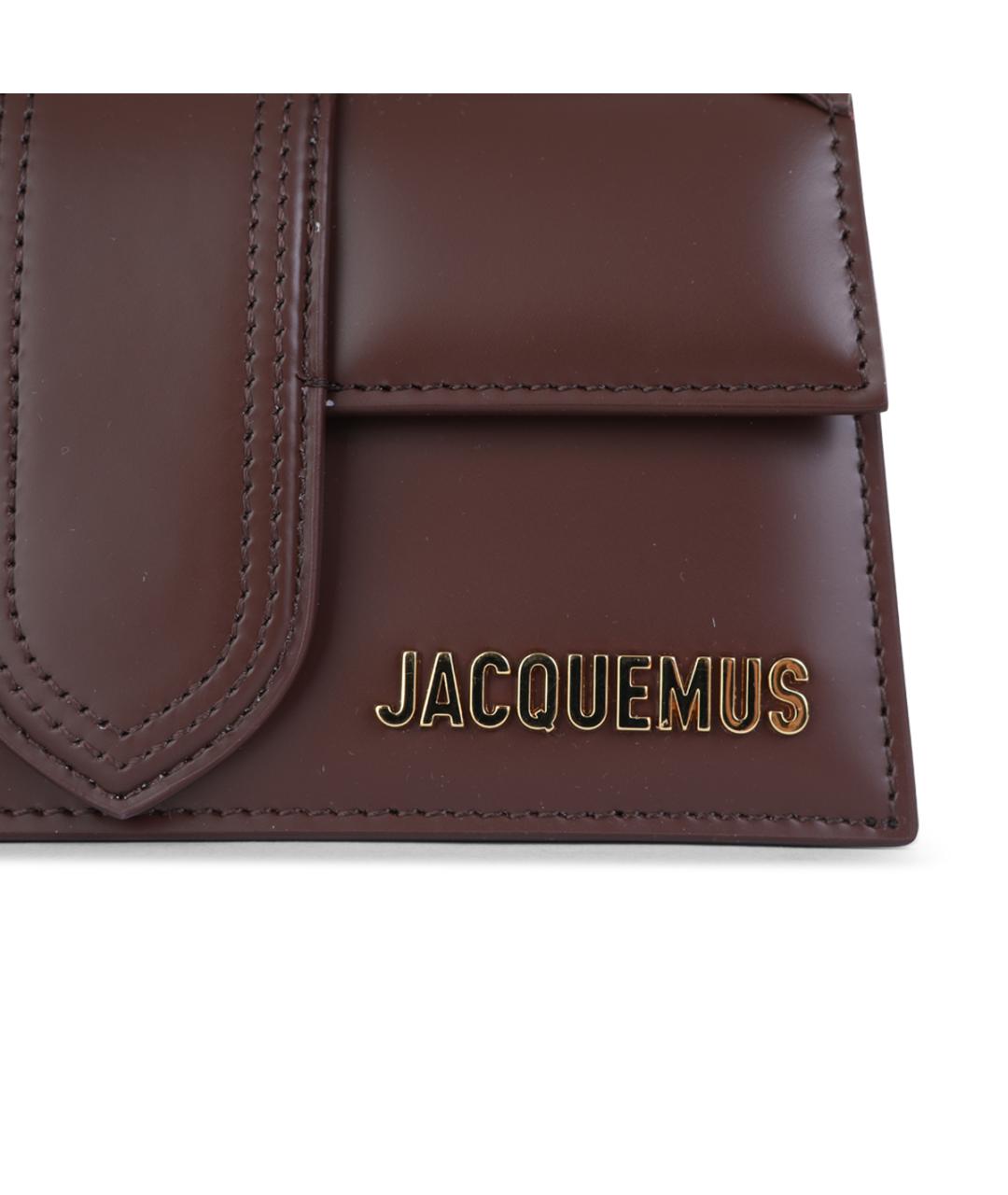 JACQUEMUS Коричневая кожаная сумка с короткими ручками, фото 4