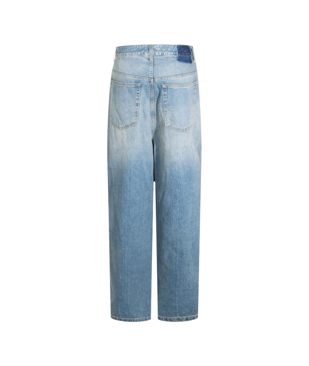 MAISON MARGIELA Голубые хлопковые прямые джинсы, фото 2