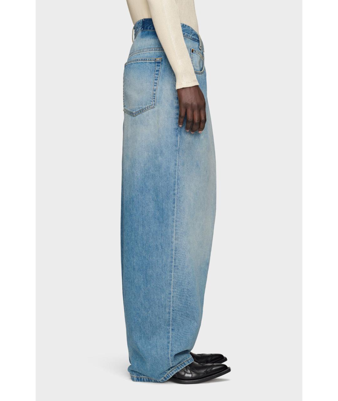 MAISON MARGIELA Голубые хлопковые прямые джинсы, фото 8