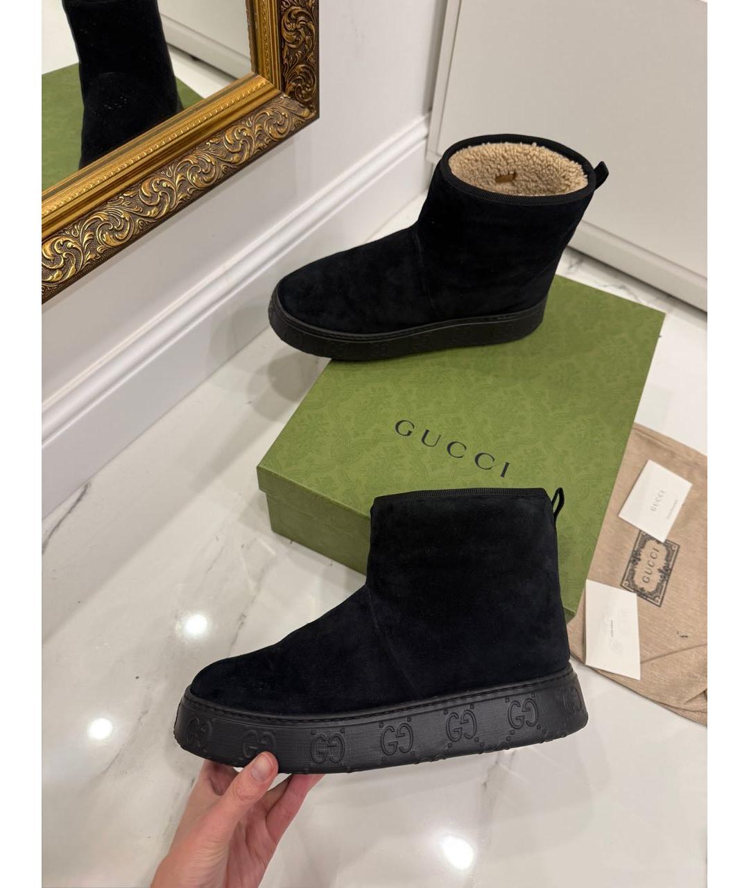 GUCCI Черные замшевые ботинки, фото 3