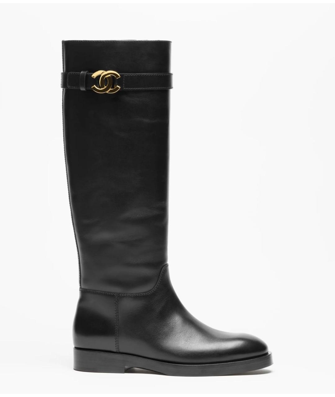 CHANEL Черные кожаные сапоги, фото 3