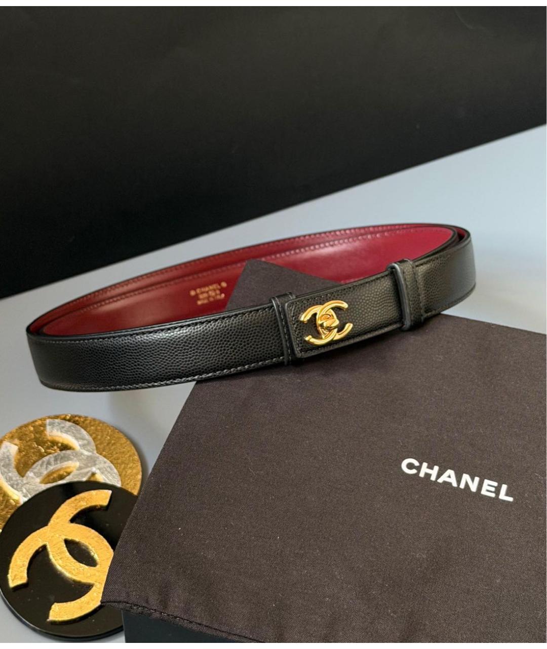 CHANEL Черный кожаный ремень, фото 3