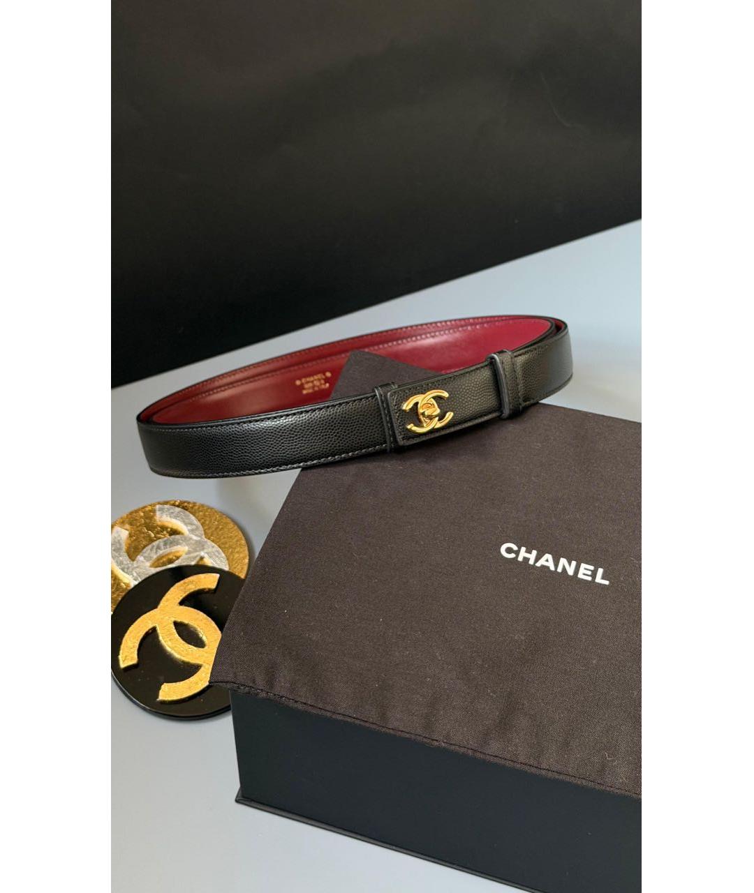 CHANEL Черный кожаный ремень, фото 2