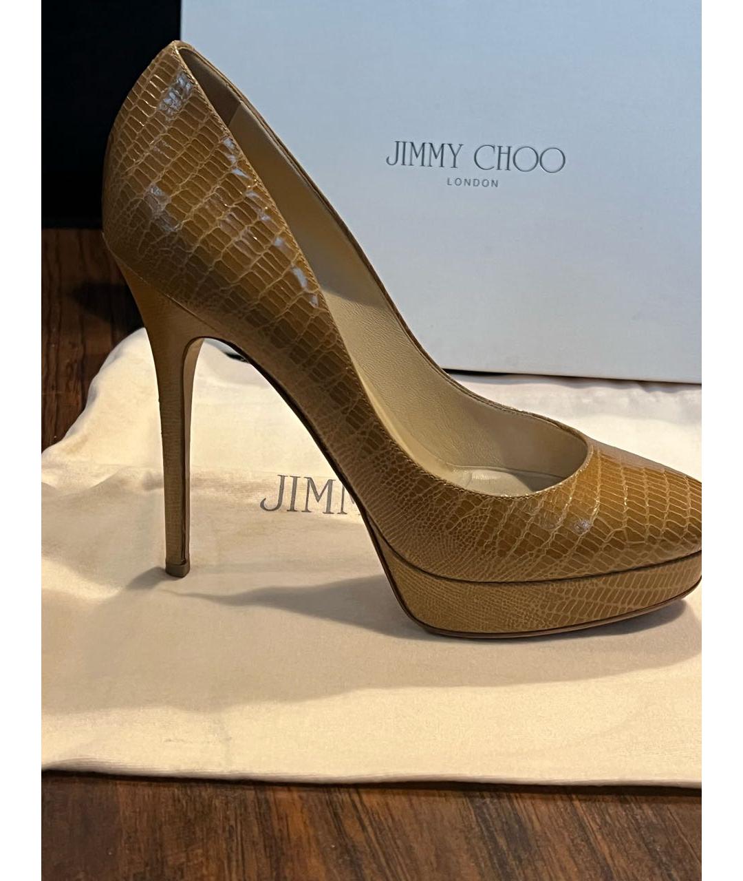 JIMMY CHOO Бежевые кожаные туфли, фото 5