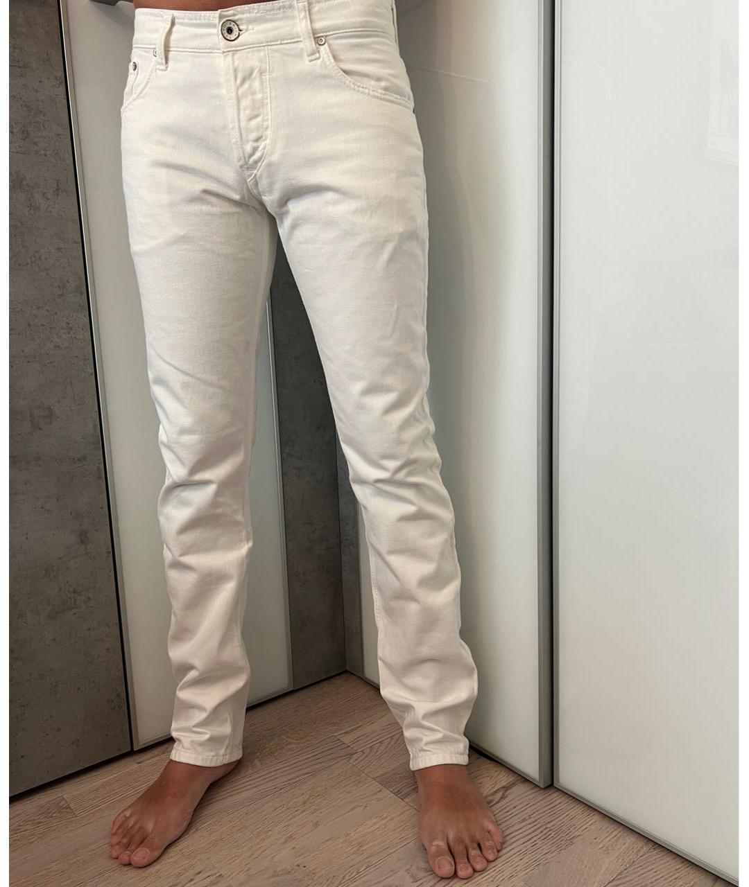 BRIAN DALES Белые хлопковые прямые джинсы, фото 7