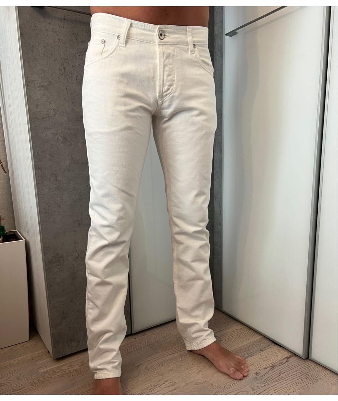 BRIAN DALES Белые хлопковые прямые джинсы, фото 2