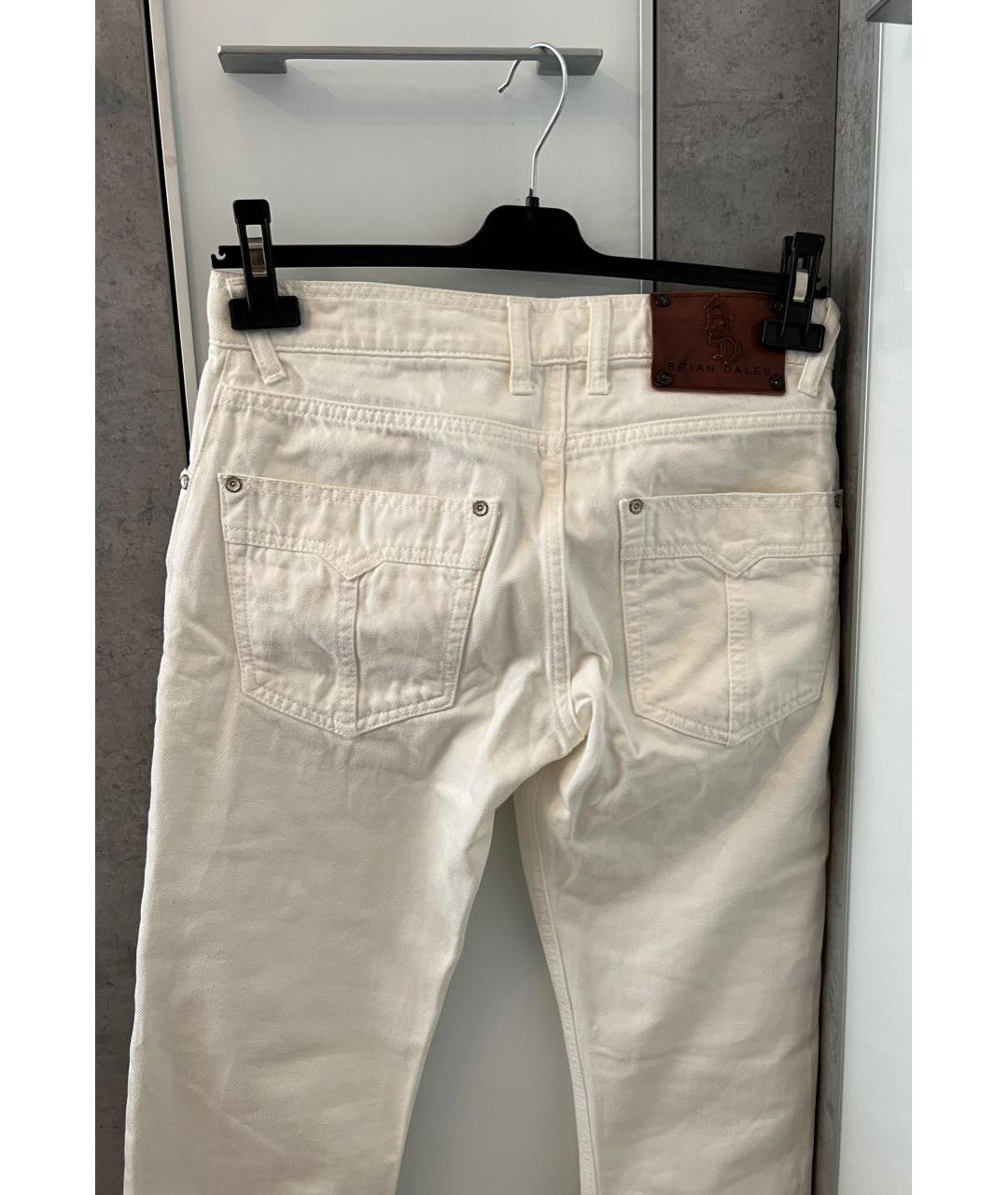 BRIAN DALES Белые хлопковые прямые джинсы, фото 4