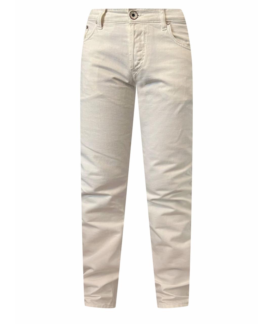 BRIAN DALES Белые хлопковые прямые джинсы, фото 1