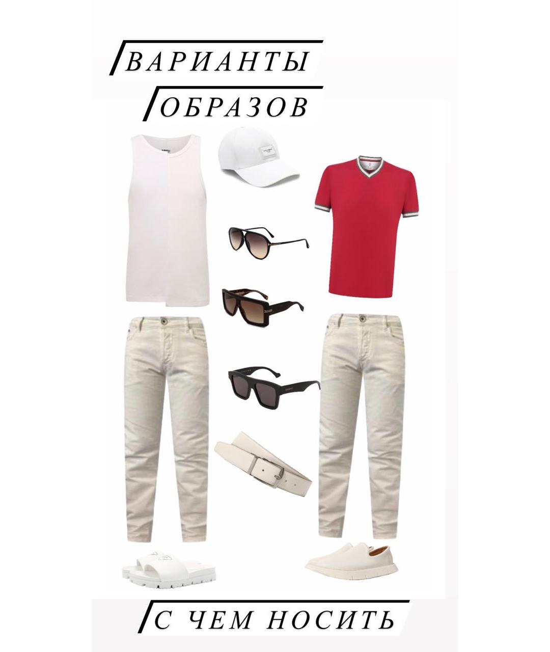 BRIAN DALES Белые хлопковые прямые джинсы, фото 8