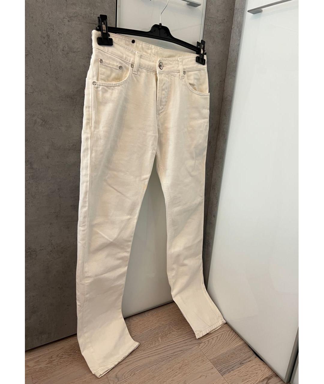 BRIAN DALES Белые хлопковые прямые джинсы, фото 3