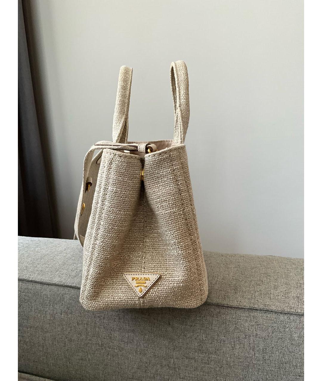 PRADA Бежевая тканевая сумка тоут, фото 2
