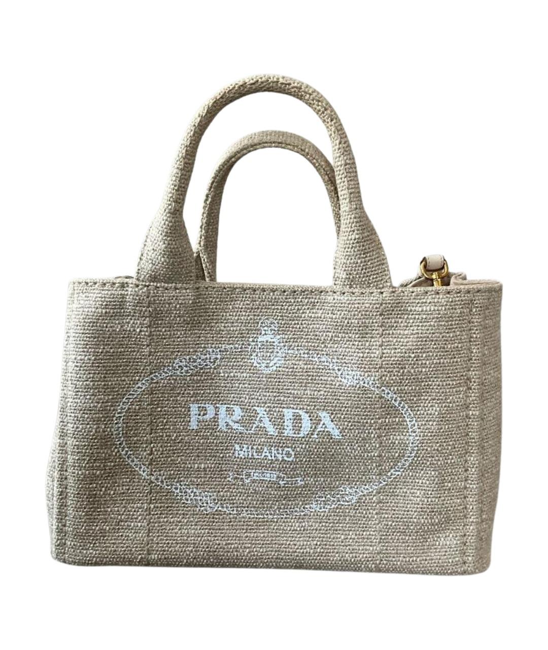 PRADA Бежевая тканевая сумка тоут, фото 1