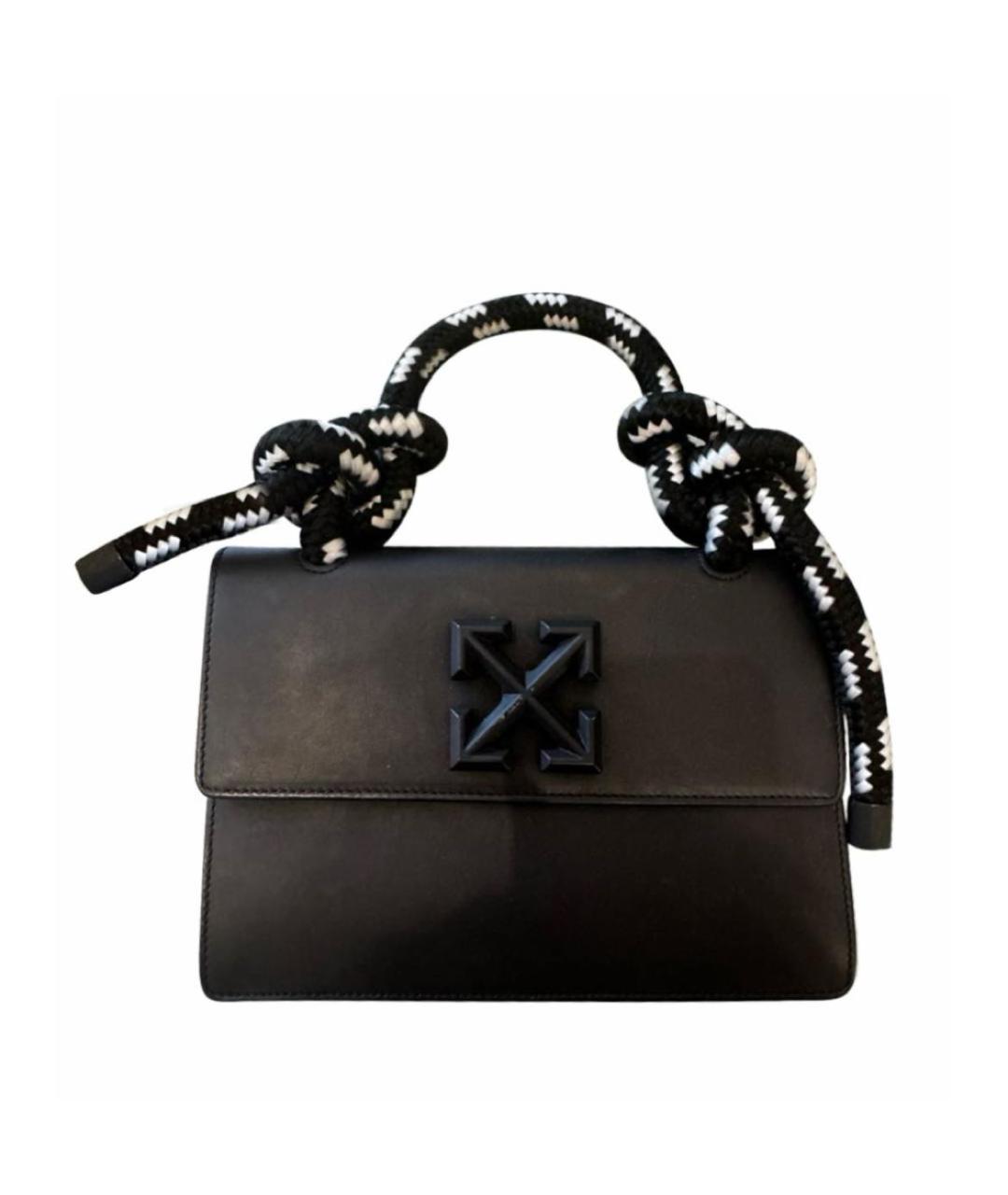OFF-WHITE Черная кожаная сумка с короткими ручками, фото 1
