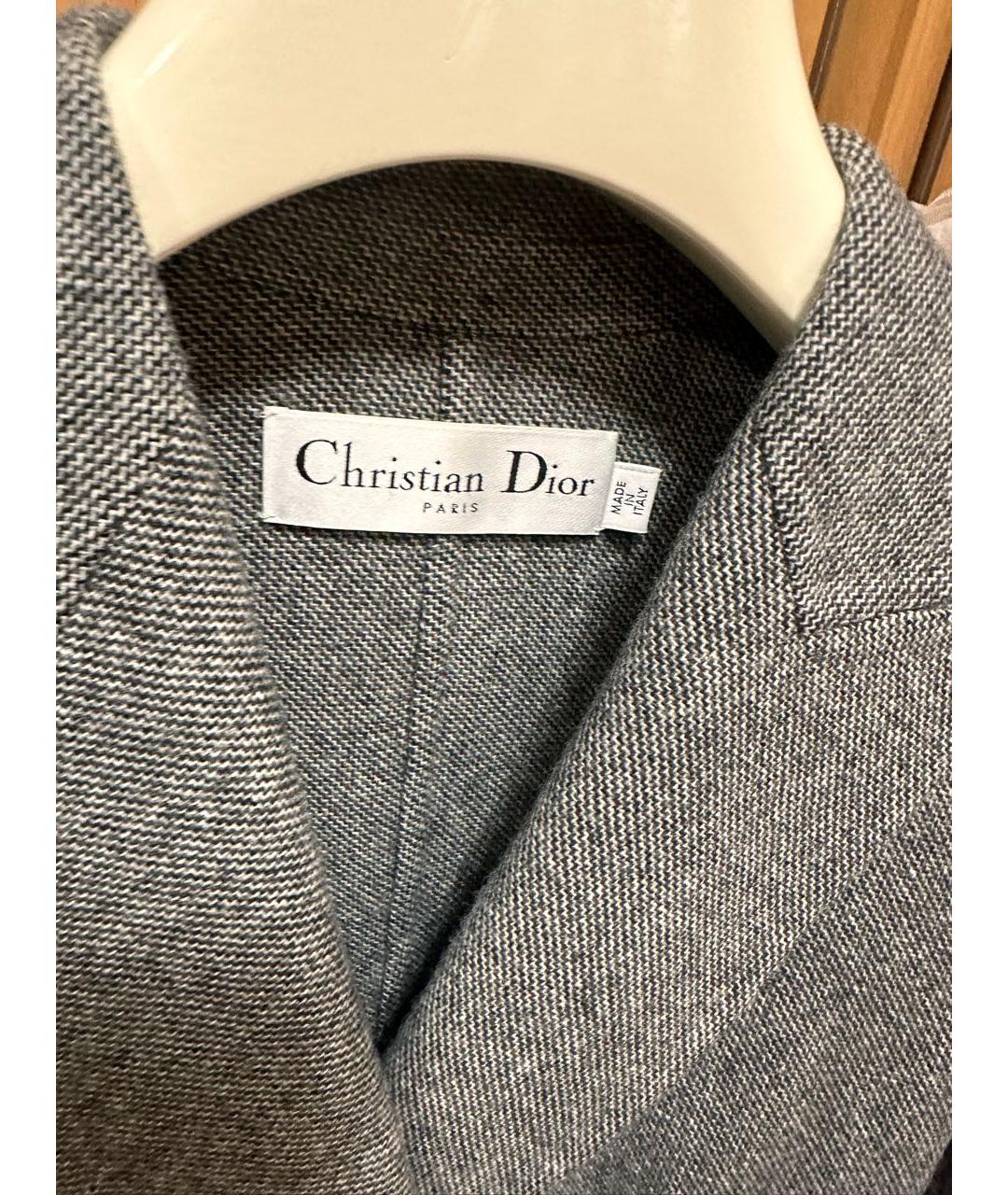 CHRISTIAN DIOR Серый шерстяной жакет/пиджак, фото 3