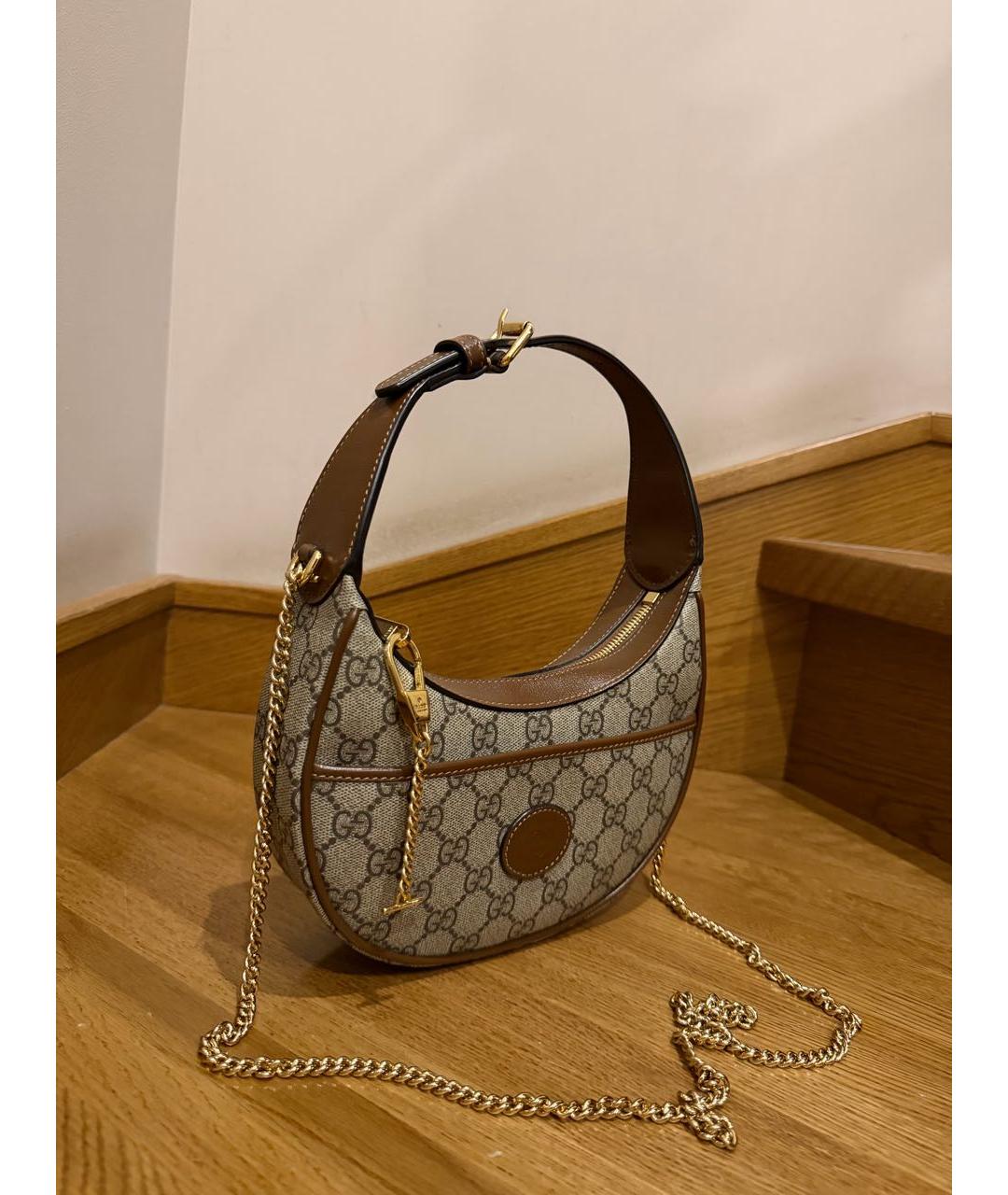 GUCCI Коричневая сумка через плечо из канвы, фото 2