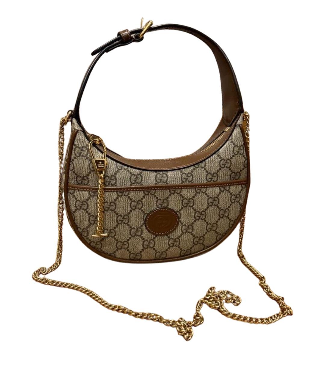 GUCCI Коричневая сумка через плечо из канвы, фото 1