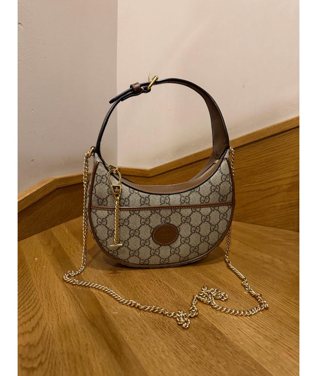 GUCCI Коричневая сумка через плечо из канвы, фото 5