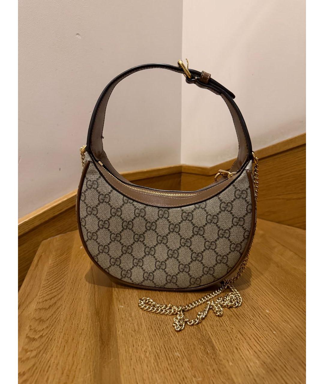 GUCCI Коричневая сумка через плечо из канвы, фото 3