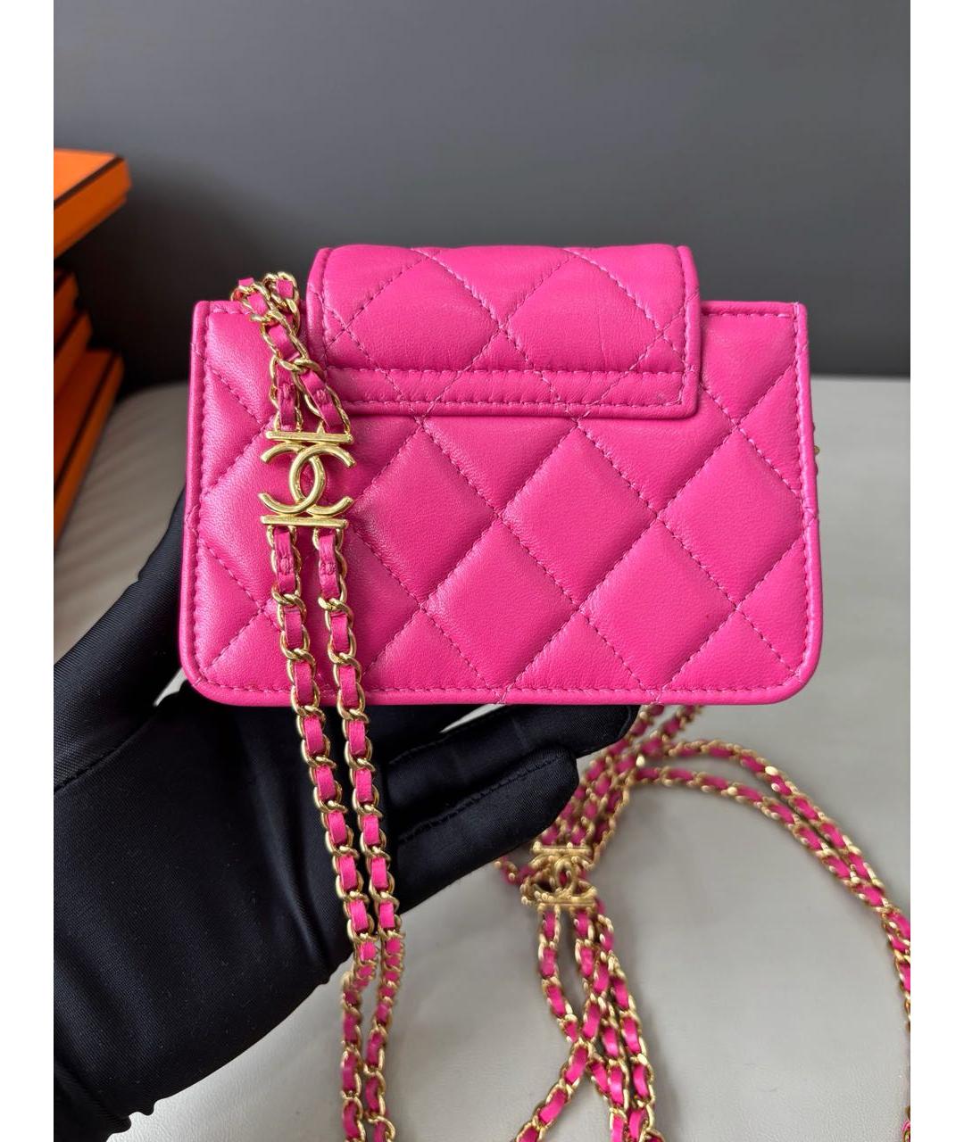 CHANEL Розовая кожаная сумка через плечо, фото 4