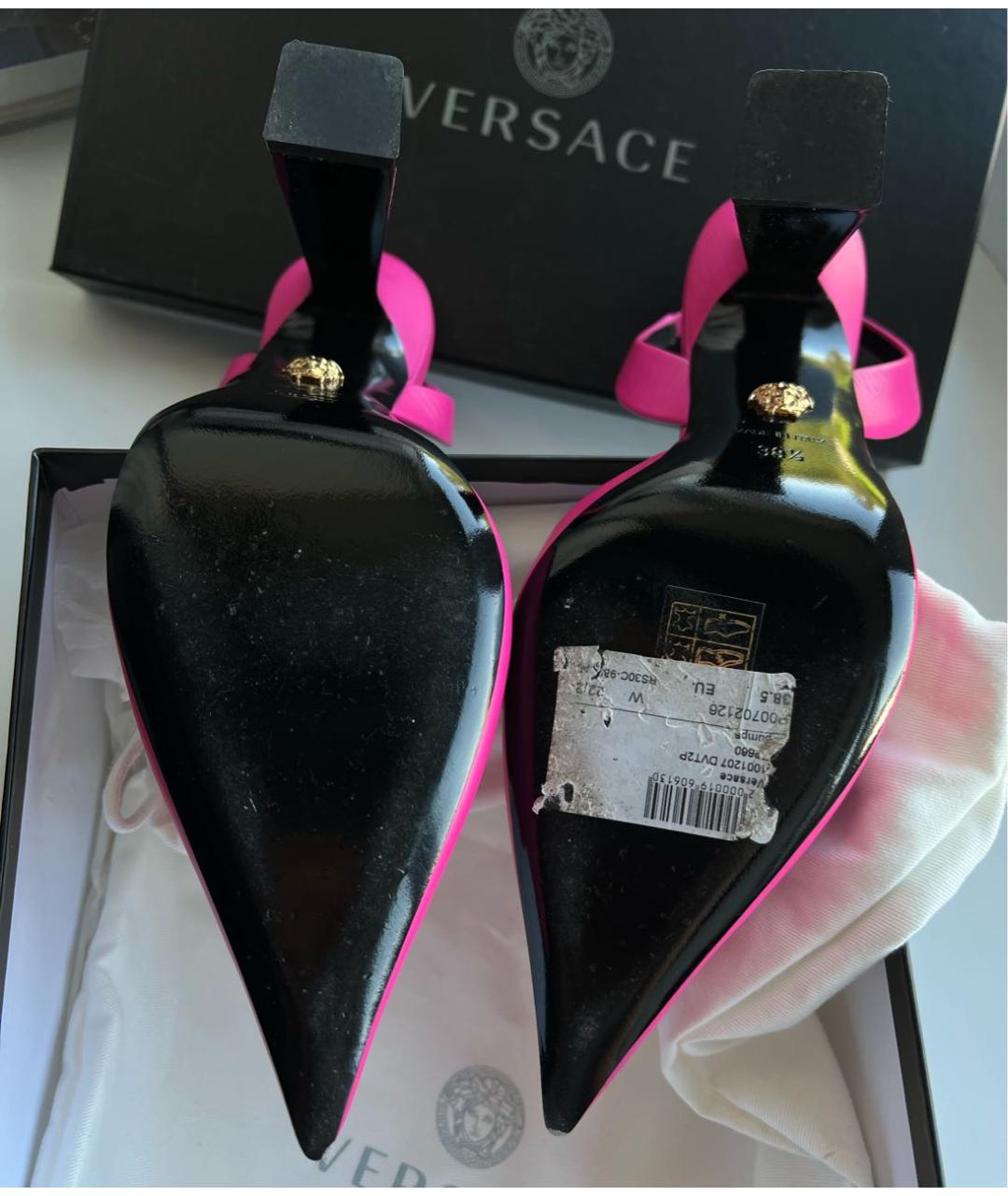 VERSACE Фуксия кожаные туфли, фото 6