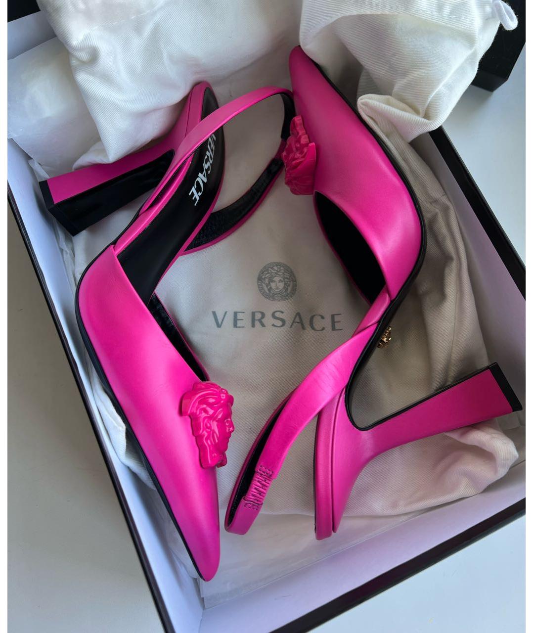 VERSACE Фуксия кожаные туфли, фото 4