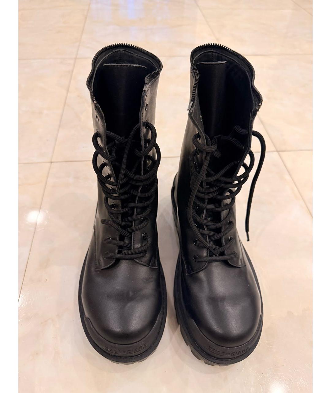 BALENCIAGA Черные кожаные ботинки, фото 2