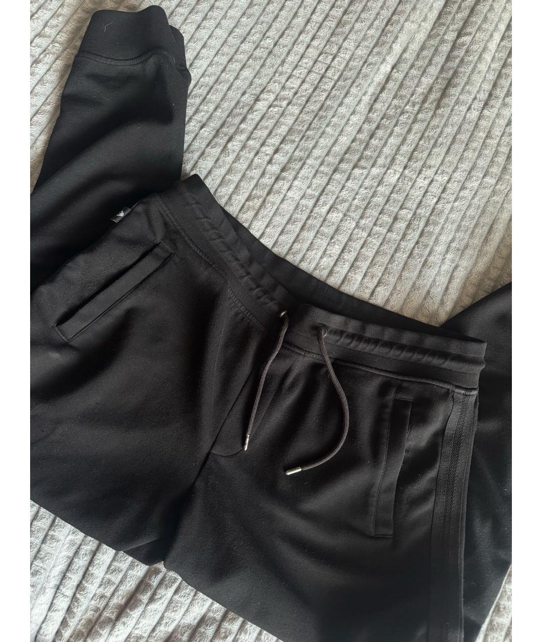 EMPORIO ARMANI Черные хлопковые повседневные брюки, фото 3
