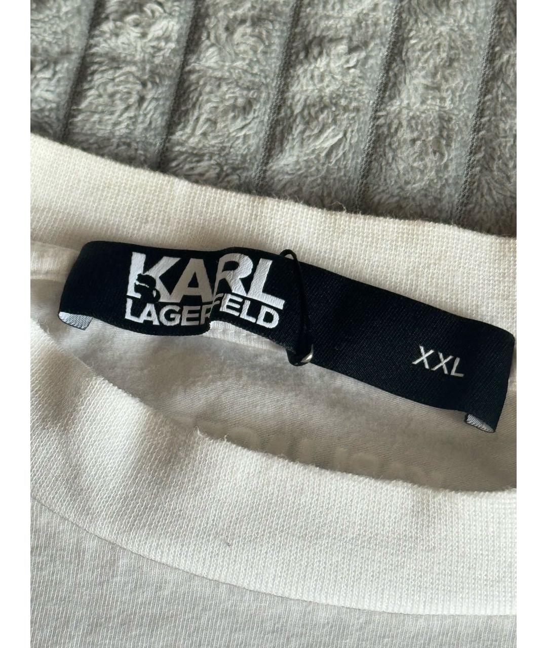 KARL LAGERFELD Белая хлопковая футболка, фото 3