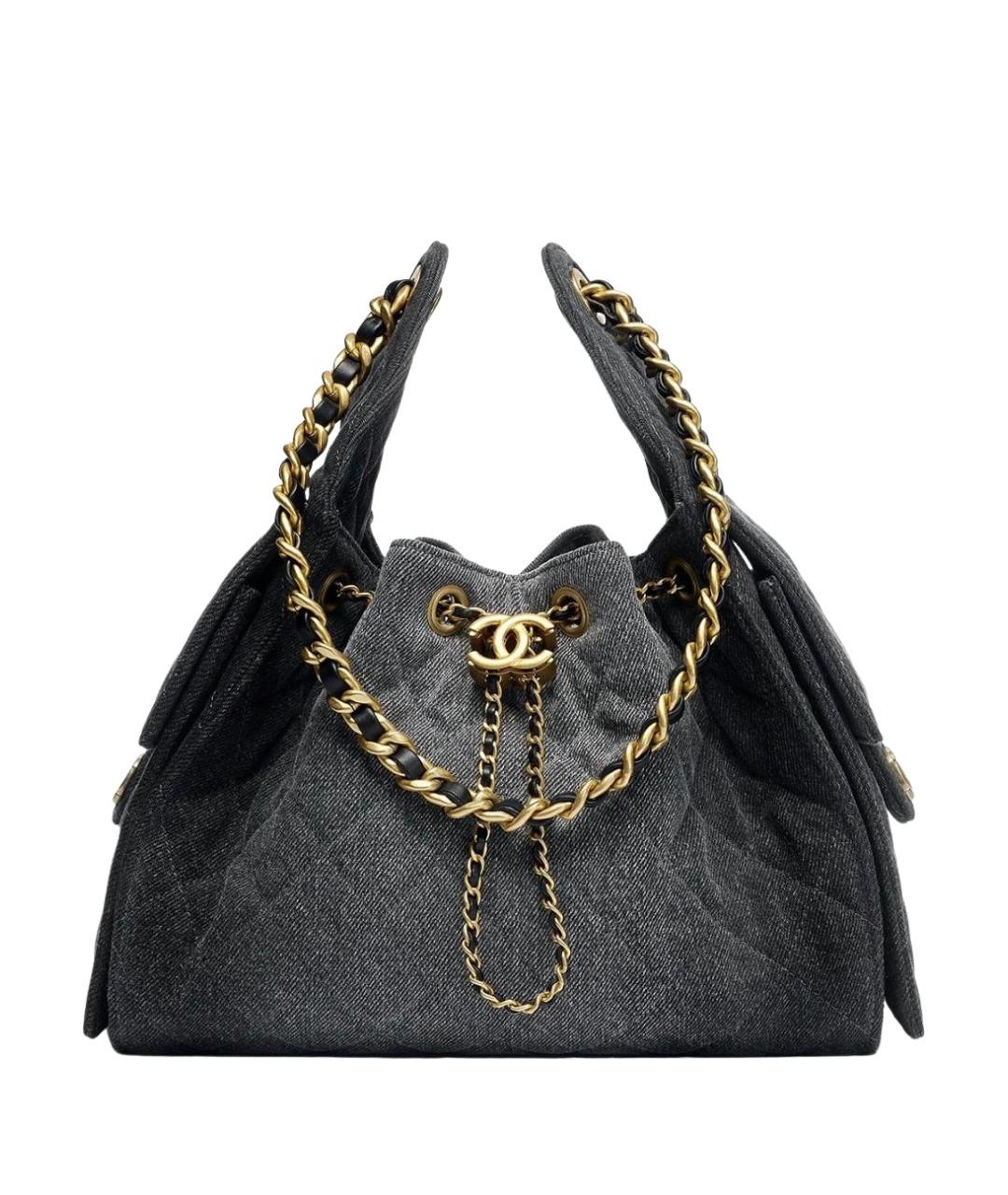 CHANEL Черная деним сумка тоут, фото 1